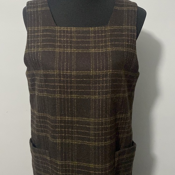 Harve’ Benard by Benard Holtzman Women’s Wool Jumper Dress Brown Plaid Sz 10 - Picture 5 of 9